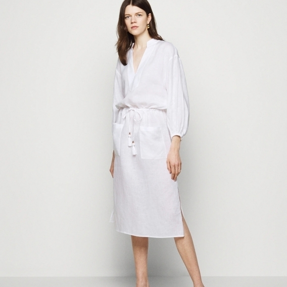 Tory burch white midi tunic linen dress